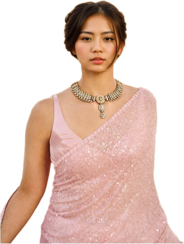 Sidhidata Women's Sequence Embroidered Work Georgette Saree