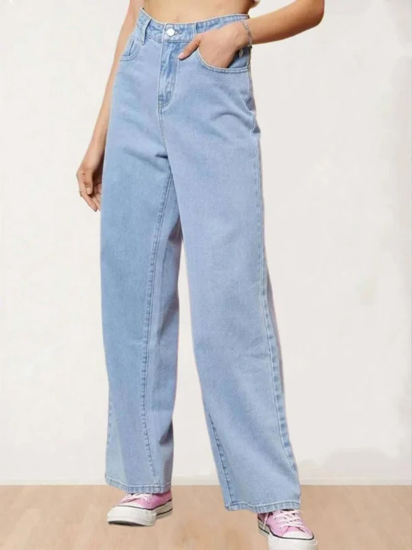 Women's Ice Blue Straight Jeans