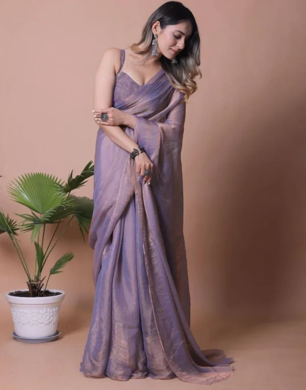 Anneca Women's Solid Pure Chiffon Saree